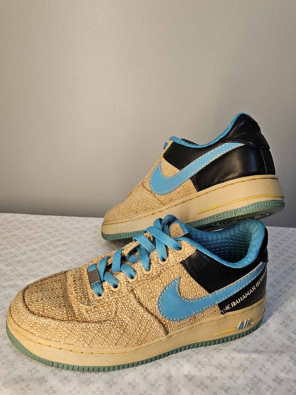 Nike Air Force 1 Low GS The Bahamas Born Kid Tan/Blue US Size 8